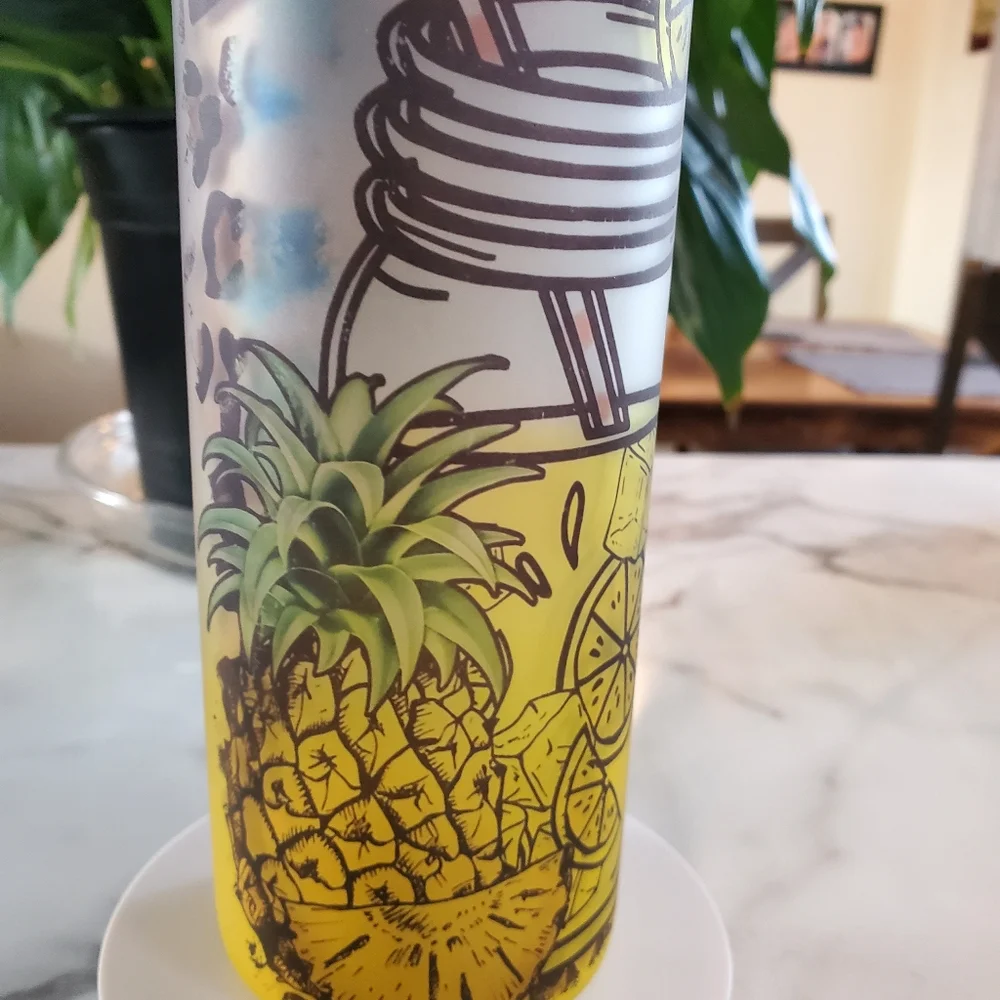 Sweet SUMMER time 20oz Gradient Yellow Glass Tumbler with duo lids 🎉sale